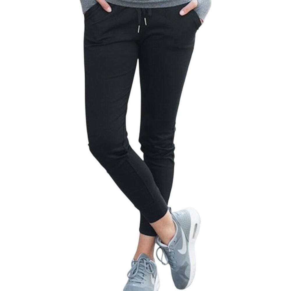 ZYIA Active Sleepover Sweat Pants Elastic Waist Pull On Drawstring Black XSmall
